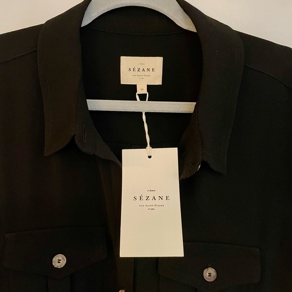 Sézane Raquel Dress Black NWT Size 14 46 Luxury Sezane - Picture 3 of 4